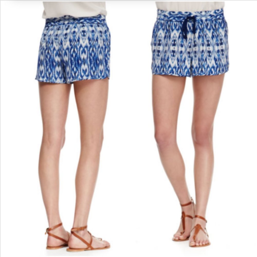 Joie silk Ikat print drawstring shorts relaxed fit